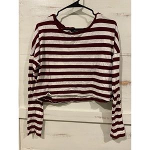 Forever 21 Long-Sleeved Striped Crop Top